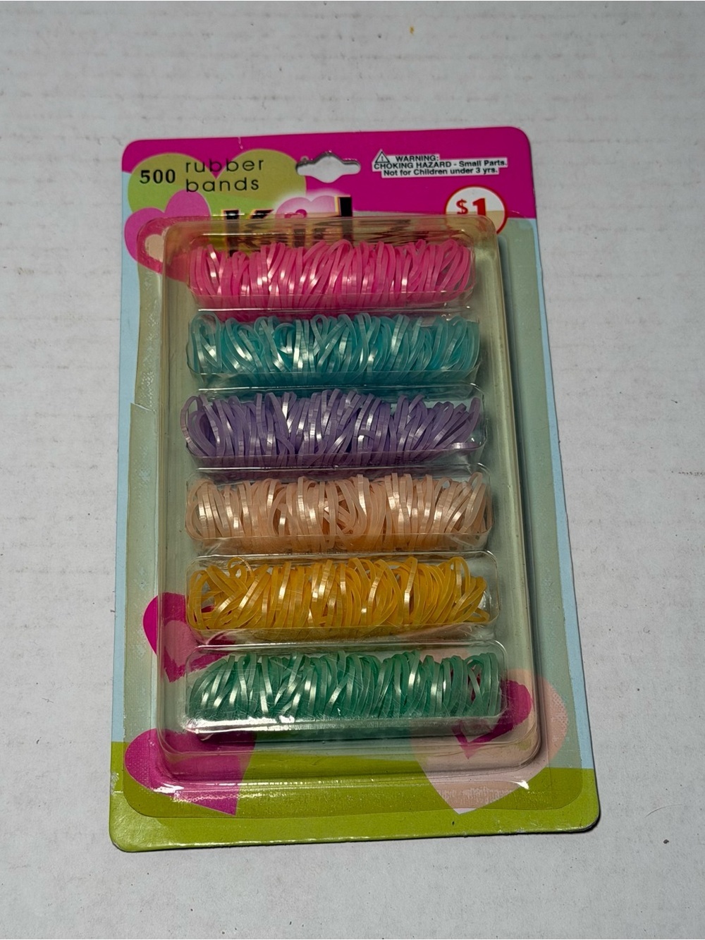 NEW NOS Deadstock Kidz 500 pc Colorful Rainbow Rubber Hair Ties Bands
